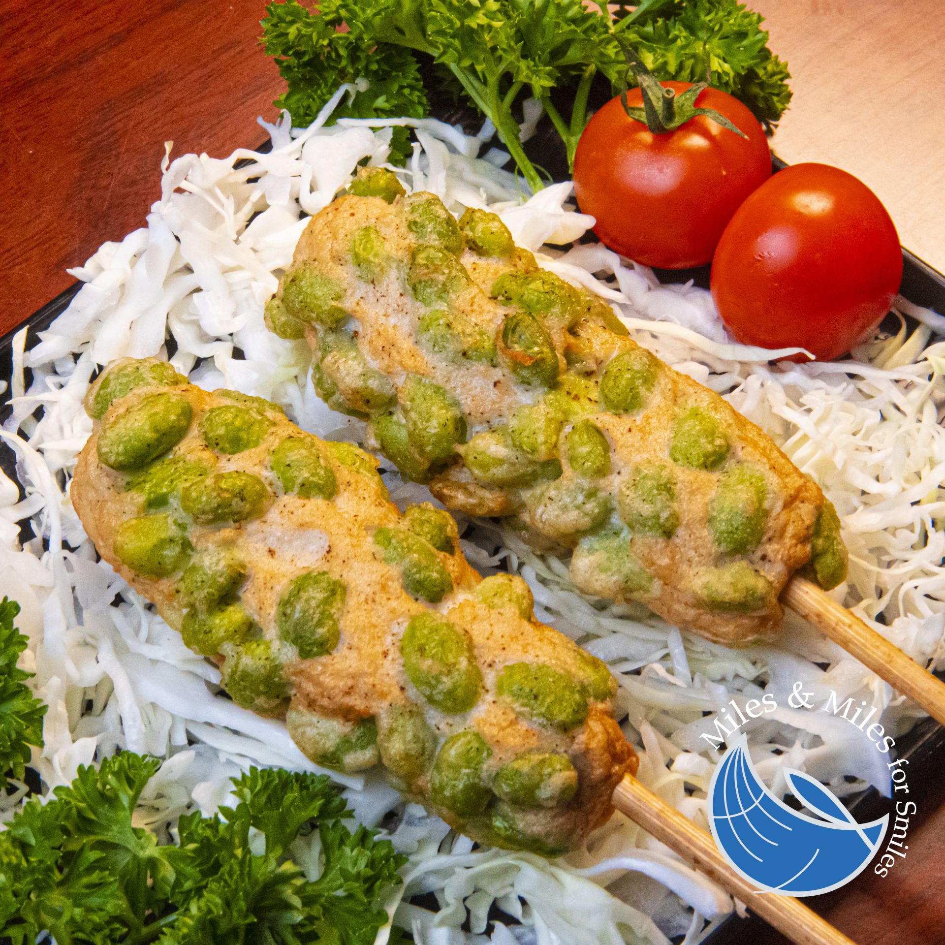 Pastel de pescado frijol  de soja verde (edamame)